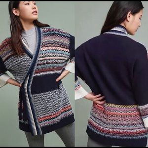Anthropologie Mixed Knit Sweater Cardigan